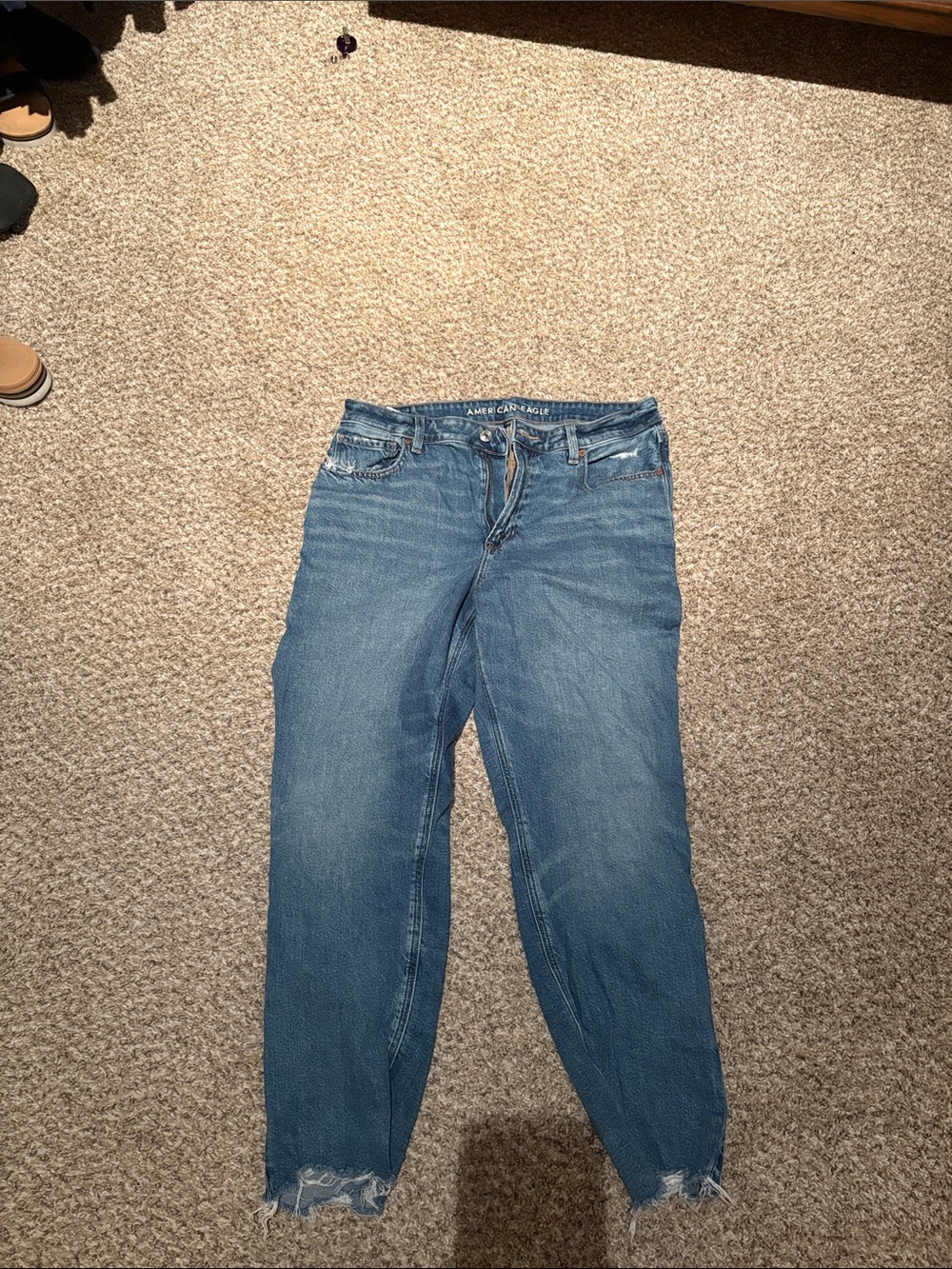 American Eagle Outfitters Women’s Mom Blue Distressed Jeans